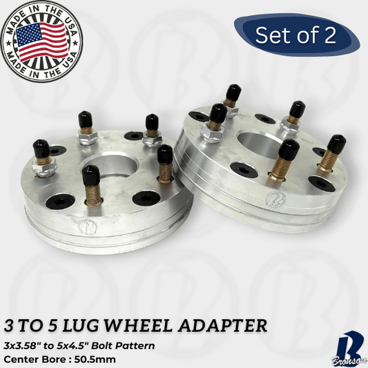 3x3.58" to 5x4.5" 2 piece Wheel Adapter - Thickness: 1.5" - 3"