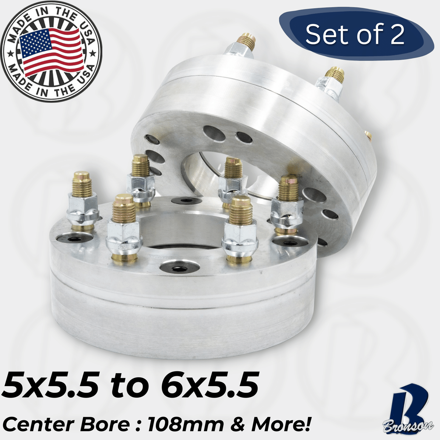 5x5.5" to 6x5.5" 2 piece Wheel Adapter - Thickness: 1.5"-3"