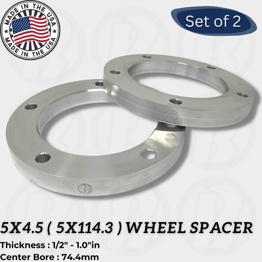 5x4.5 (5x114.3) Wheel Spacer (No Studs) - Thickness: 1/2" - 1.0"