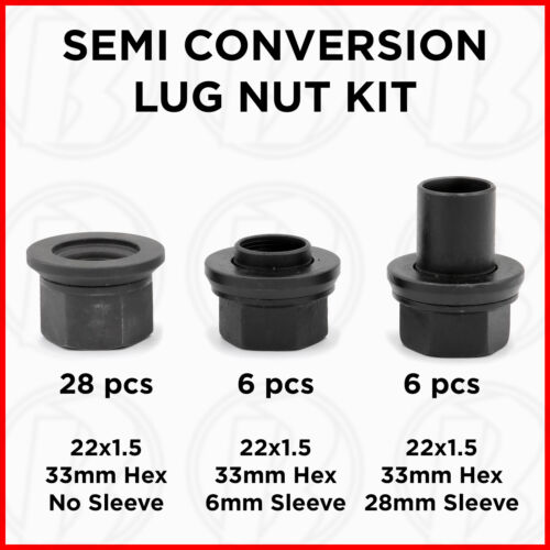 UNI-MOUNT Wheel Studs COMPLETE SET | 33mm hex | 22x1.5 | 6mm/28mm Sleeve | 40 pieces