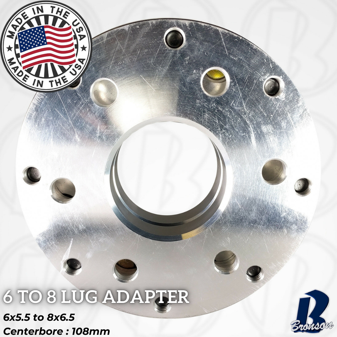 6x5.5" to 8x6.5" 2-Piece Wheel Adapter - Thickness: 1.5" - 3"